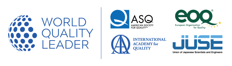 World Quality Leader Logo with ASQ, EOQ, IAQ, and JUSE logos