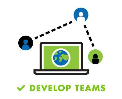 icon with words: Develop Teams