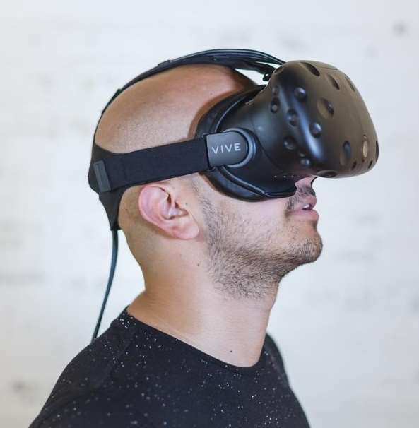 man with virtual reality (VR) goggles