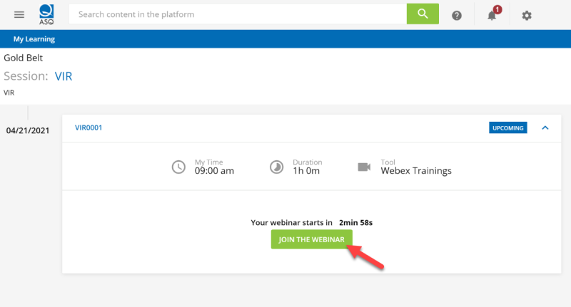 Screenshot of virtual learning