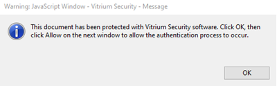 Screenshot of Vitrium security prompt